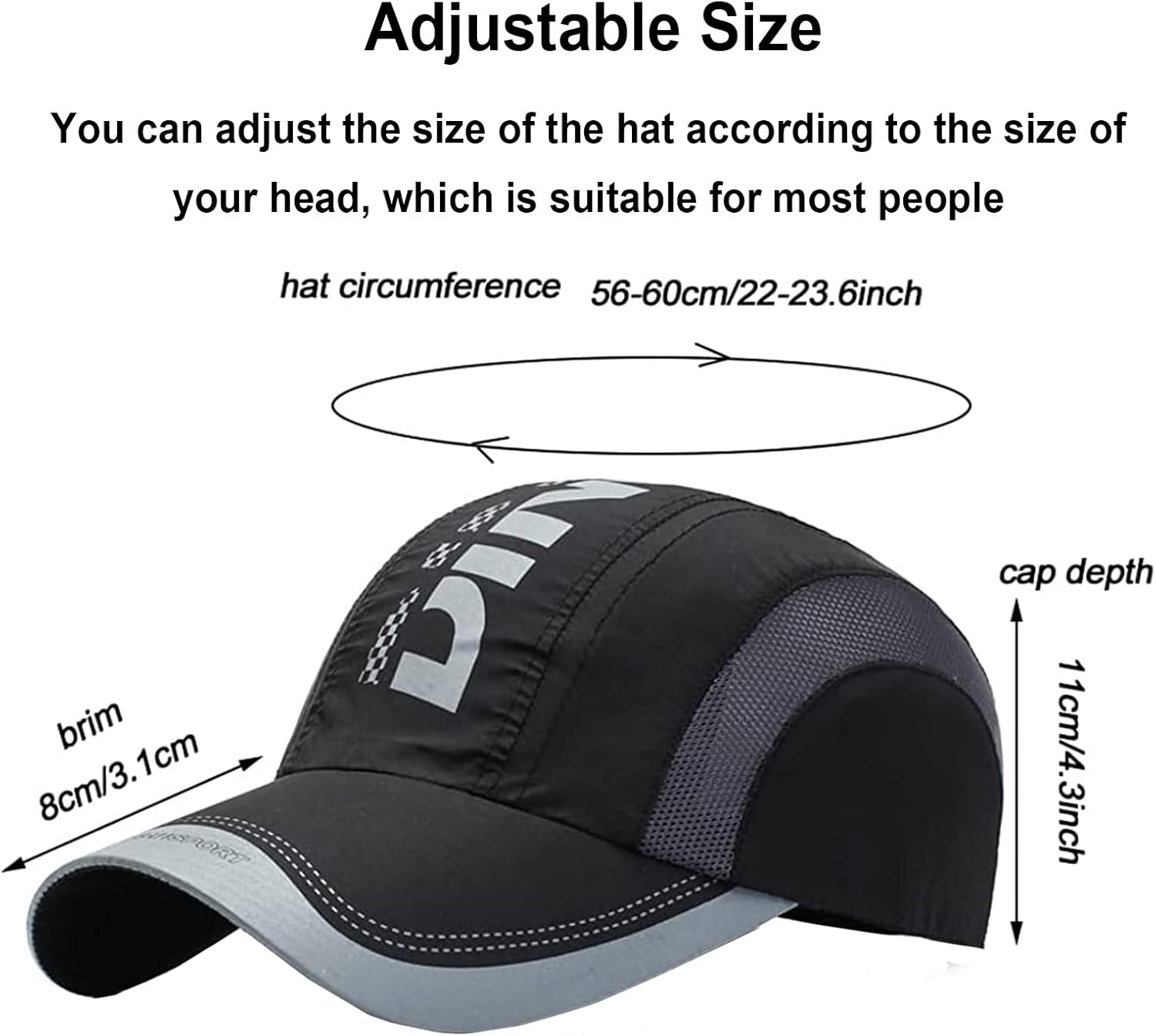 Pummny 2 Stück verstellbare Mütze für Erwachsene, Baseballkappe für Herren und Damen, Outdoor-Baseballkappe, lässige, schnell trocknende Baseballkappe – Bild 3