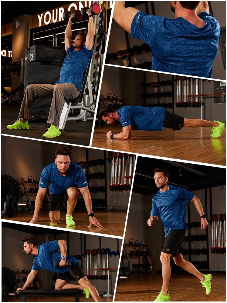 KEFITEVD Herren Funktionsshirt Sport T-Shirts Rundhals Atmungsaktives Trainingsshirt Schnelltrocknendes Fitnessshirt – Bild 5