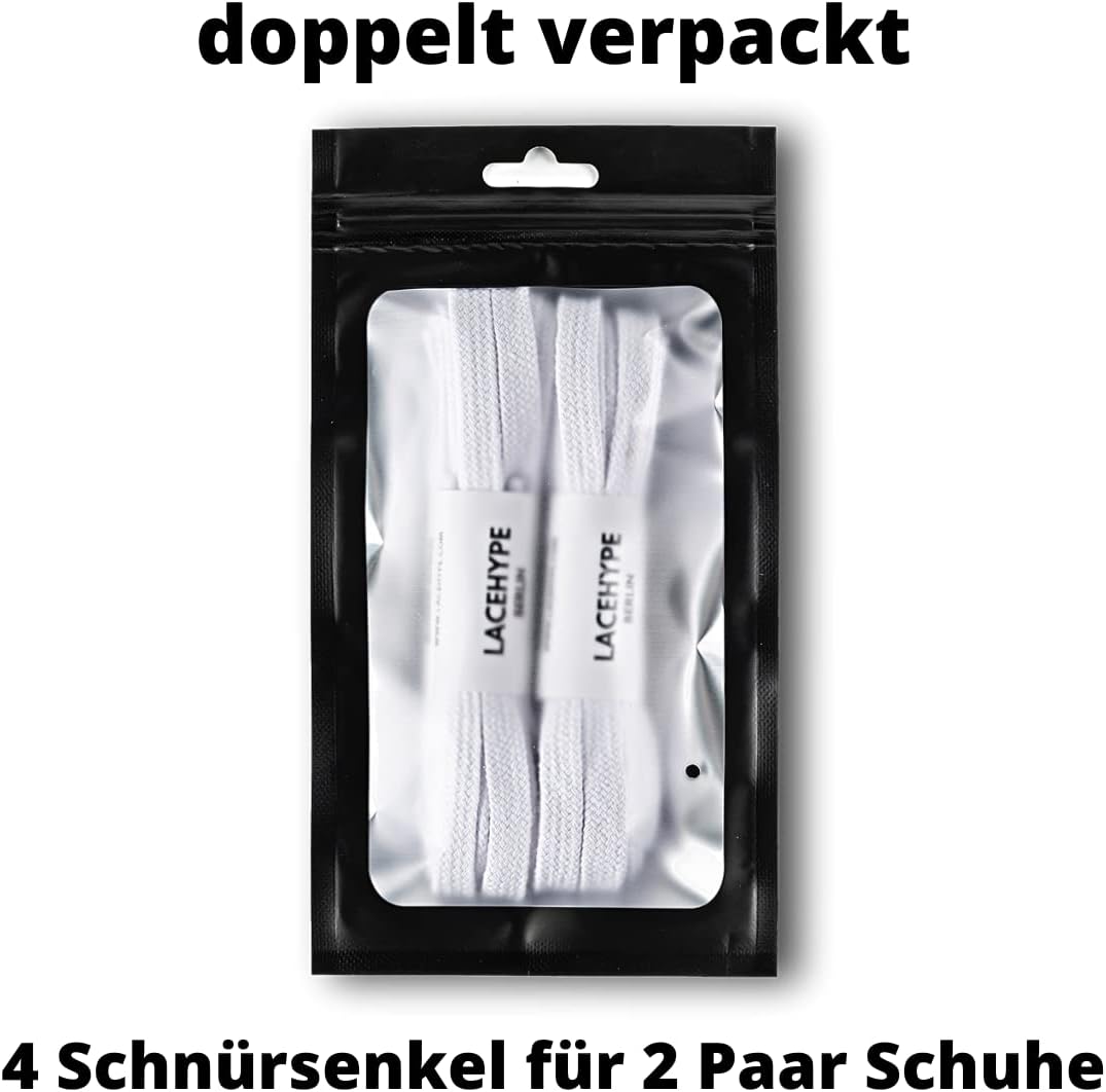 LaceHype 2 Paar, Schnürsenkel, 100 % Baumwolle, flache, reißfeste Schnürsenkel für Turnschuhe, Sportschuhe, Laufschuhe, Turnschuhe – Bild 3
