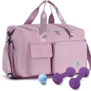 FIORETTO 35L Damen Sporttasche, faltbare Reisetasche mit Schuhfach und Nassfach, wasserabweisende Weekender Gym Reisetasche, Handgepäcktasche, Trainingstasche für Damen und Herren