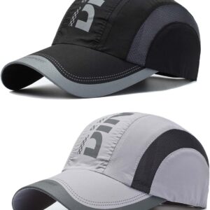 Pummny 2 Stück verstellbare Mütze für Erwachsene, Baseballkappe für Herren und Damen, Outdoor-Baseballkappe, lässige, schnell trocknende Baseballkappe