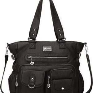 KL928 Handtasche Damentasche Umhängetasche Damentaschen Groß für Damen Damentasche PU Leder Damenhandtasche mit vielen Fächern (Schwarz)
