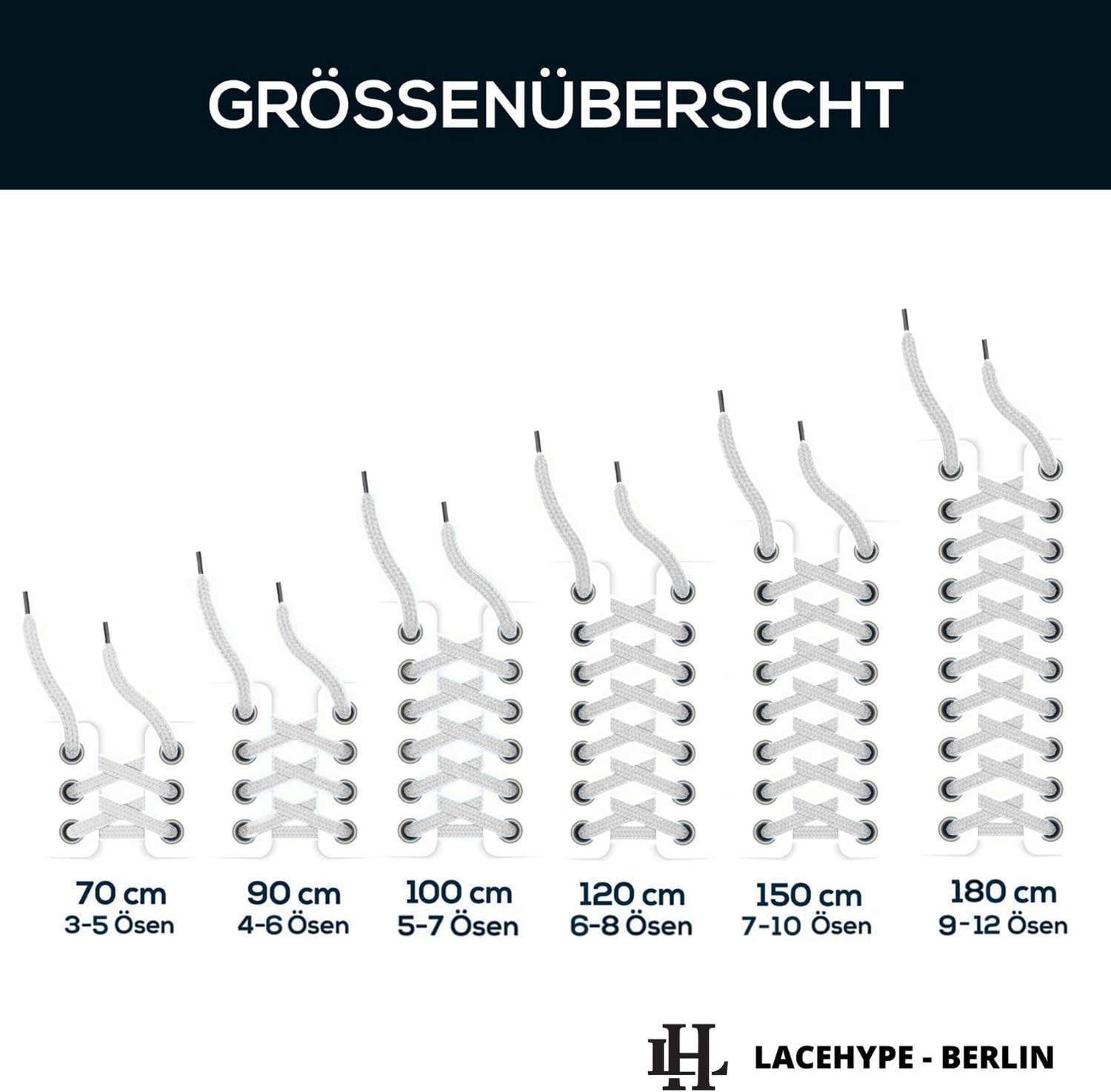 LaceHype 2 Paar, Schnürsenkel, 100 % Baumwolle, flache, reißfeste Schnürsenkel für Turnschuhe, Sportschuhe, Laufschuhe, Turnschuhe – Bild 6