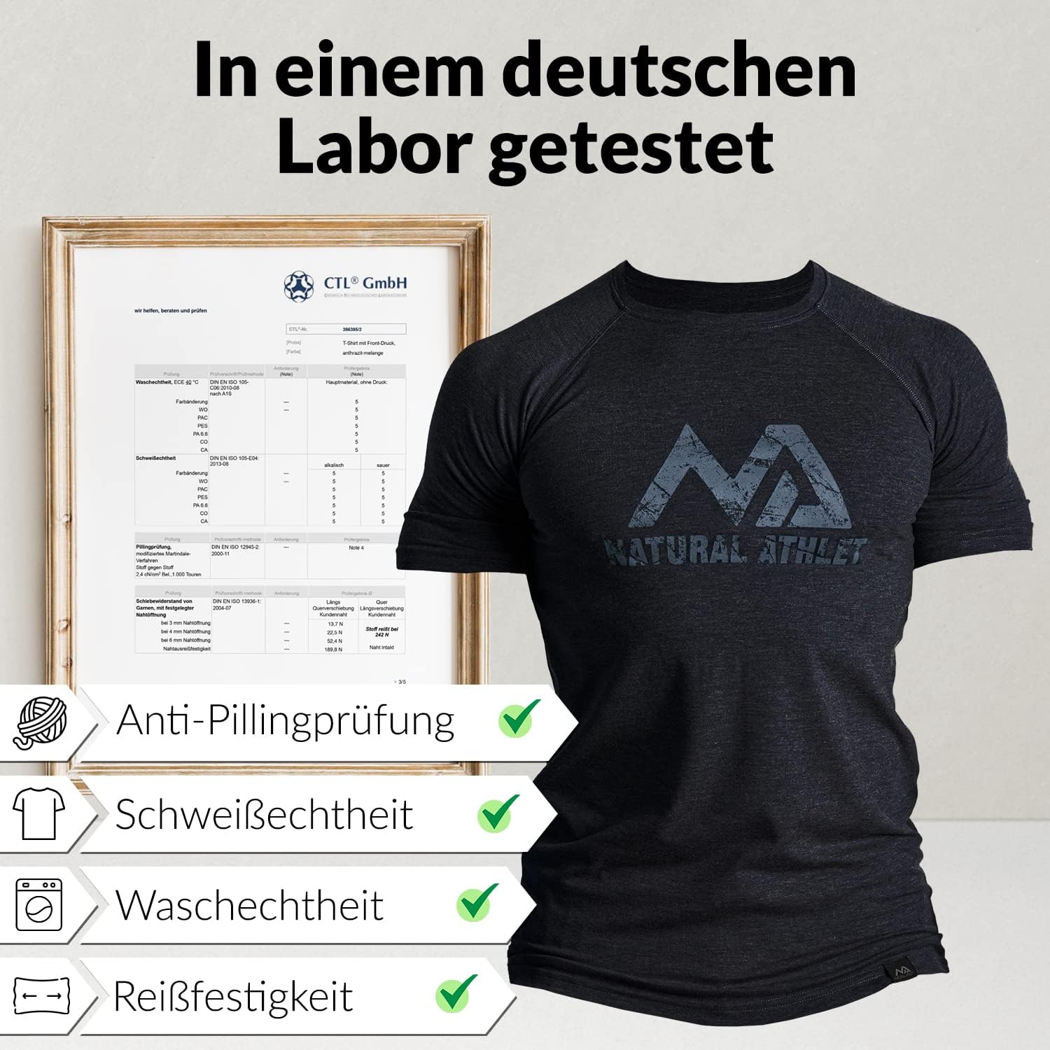 Natural Athlet Slim-Fit Fitness T-Shirt für Männer, langes, schnell trocknendes Fitness-T-Shirt für Bodybuilding, Krafttraining und Sport – Bild 5