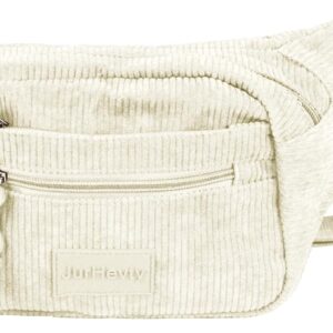 JurHevty Bauchtasche Cord Damen Crossbody Bag Umhängetasche GüRteltasche(Beige)