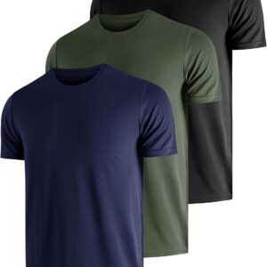 Uekoo UV-Schutz Herren-T-Shirt, Packung von 3, UPF 50+ Sonnenschutz, funktionale Hülse, Schwimm-T-Shirts, Training für Hautausschlagwache, Schnelltrocknen, Outdoor, Surfen, Wandern, Laufen, Angeln, atmungsaktiv