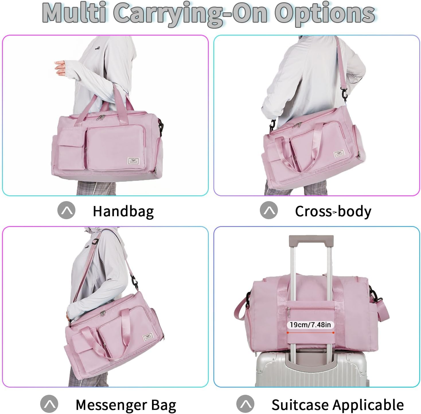 FIORETTO 35L Damen Sporttasche, faltbare Reisetasche mit Schuhfach und Nassfach, wasserabweisende Weekender Gym Reisetasche, Handgepäcktasche, Trainingstasche für Damen und Herren – Bild 5