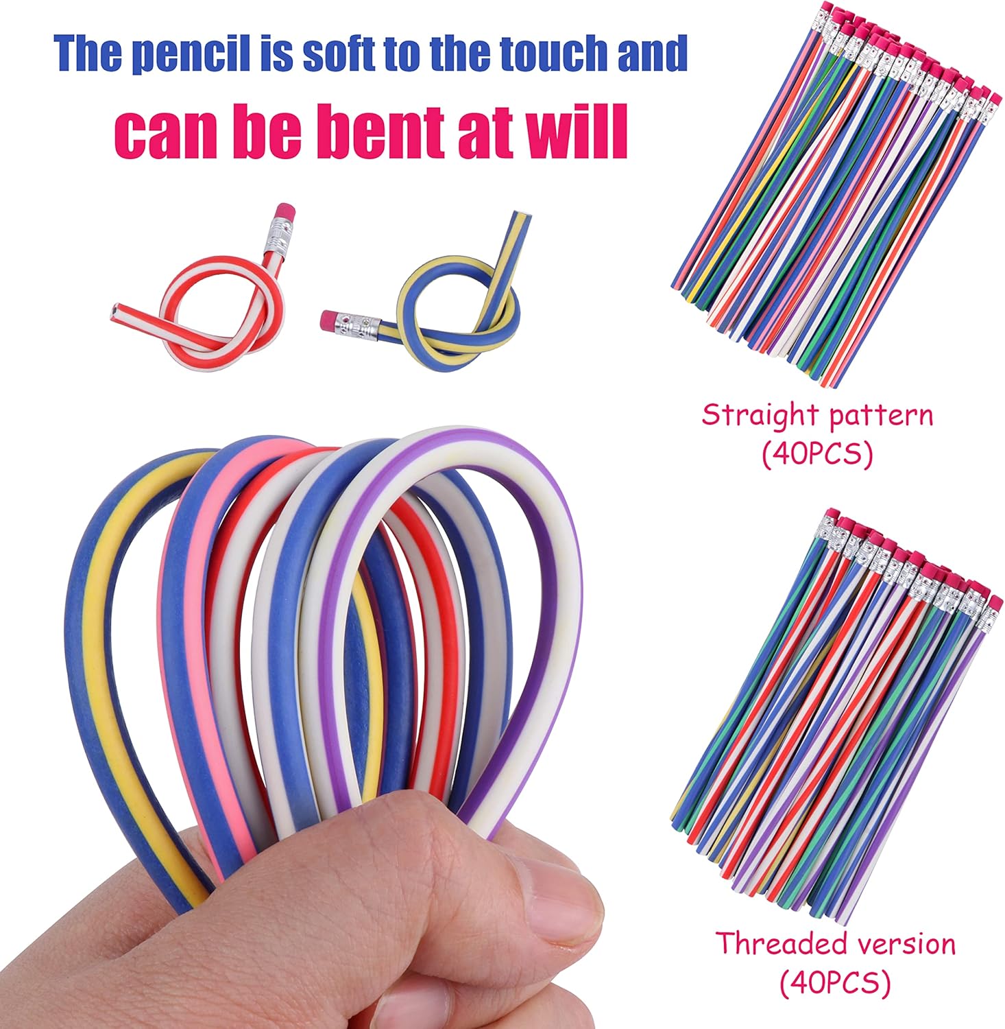 Yiliya 80pcs Biegestifte, farbenfrohe Biegestifte Flexible biegbare Bleistifte biegbare magische Biegestifte für Kinder kleine Geschenke für Jungen Mädchen – Bild 2