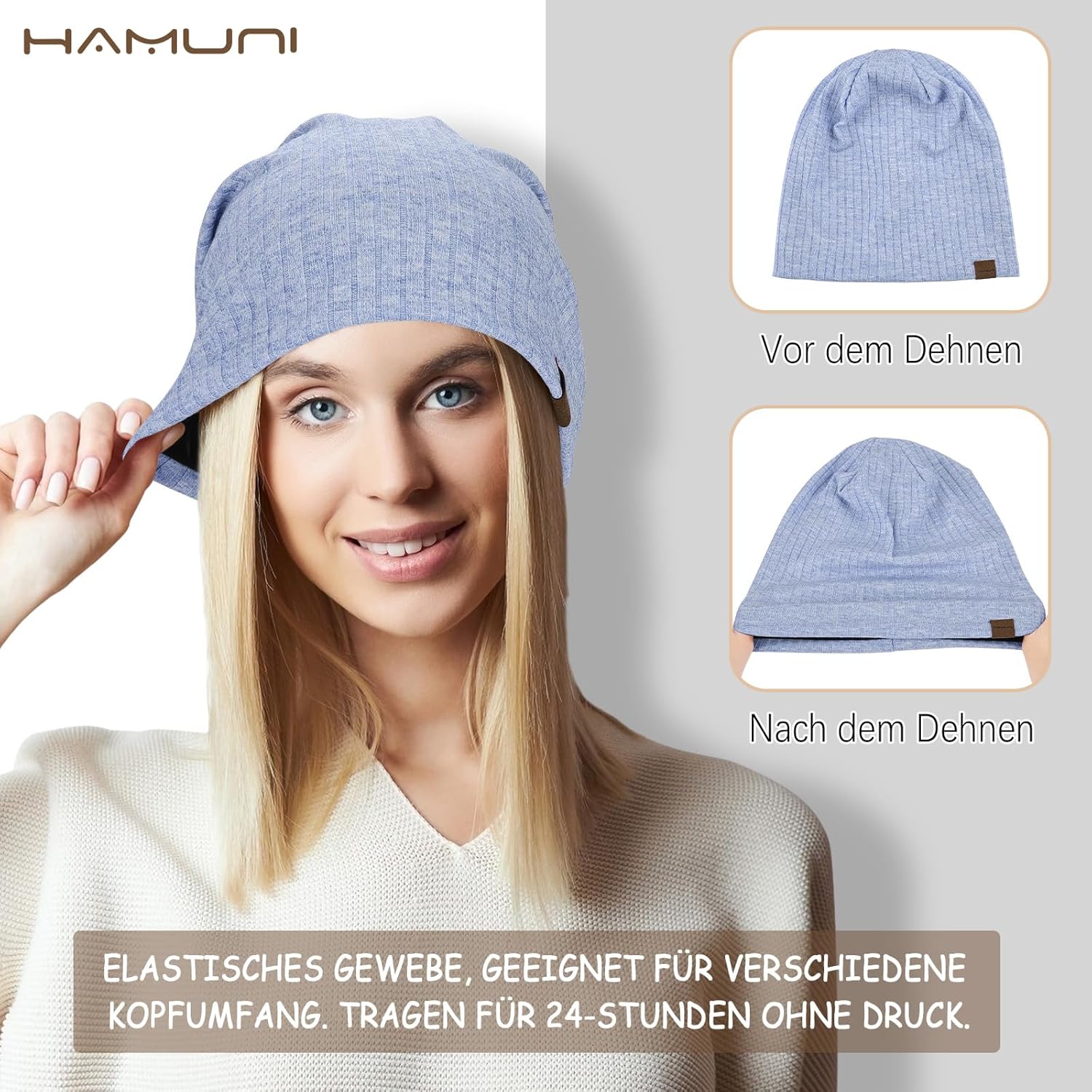 HAMUNI Slouchy Beanie Hip-Hop, weich, leicht, Lauf-Beanie-Mütze, Atmungsaktivität, Erwachsene Zwergenhüte, Chemo-Cap, Totenkopf-Cap für Männer und Frauen – Bild 4