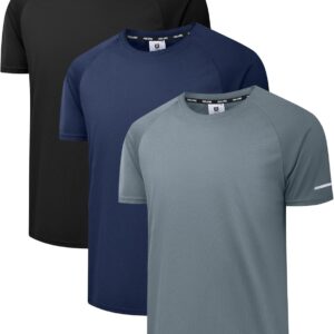 Holure Sport-T-Shirts für Herren, atmungsaktiv, schnell trocknend, kurzärmlig, funktionell, für Laufen, Sommer-Fitness, Training, Wandern, Workout, Bodybuilding, 3er- oder 5er-Pack