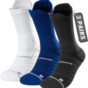 Rahhint Coolmax 3er-Pack Kompressions-Laufsocken Herren Damen Anti-Blasen-Socken Laufsocken Sportsocken mit Tab-Design, Kompressionszone, Belüftungsnetz und Fußgewölbeunterstützung, Größe 35-51