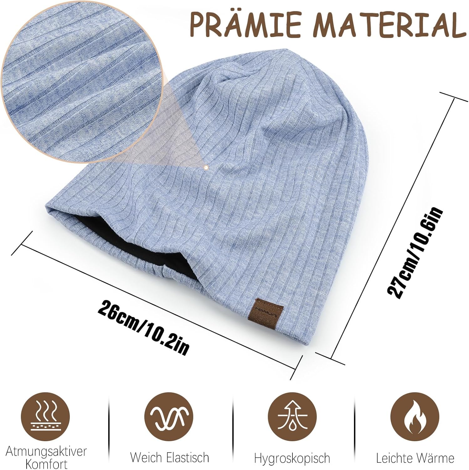 HAMUNI Slouchy Beanie Hip-Hop, weich, leicht, Lauf-Beanie-Mütze, Atmungsaktivität, Erwachsene Zwergenhüte, Chemo-Cap, Totenkopf-Cap für Männer und Frauen – Bild 3