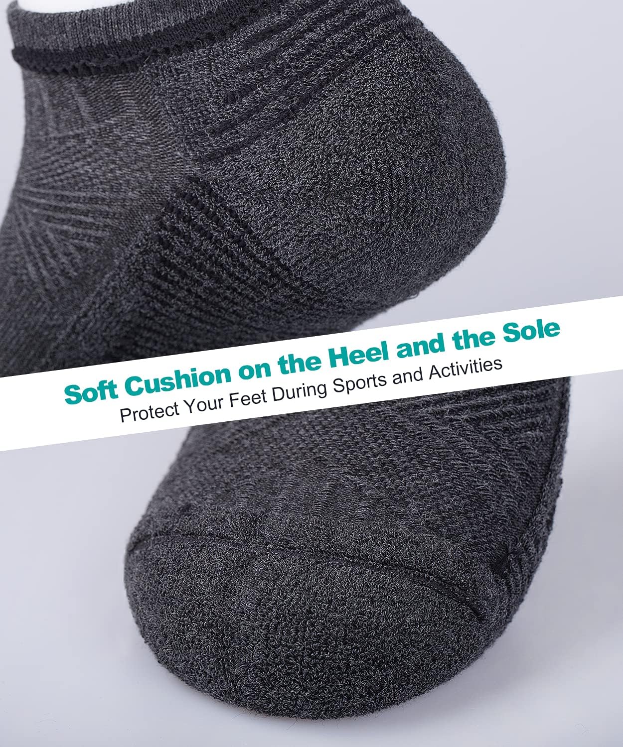 Lapulas 6 Paare von Trainersocken Männer Frauen Baumwoll-Sportsocken atmungsaktive Laufen Socken Kurz komfortable Socken mit Terry-Stoff Sohle Nicht-Slip 39-42 43-46 47-50 35-38 – Bild 5