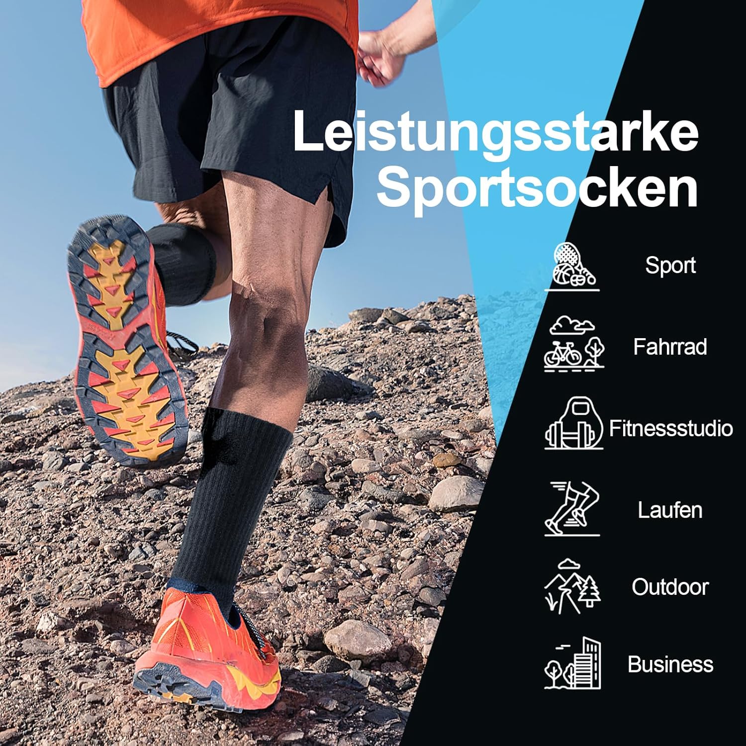 Cirorld Socken für Männer und Frauen, 6 Paare Baumwoll-Tennissocken, warme Arbeitssocken mit gepolsterten, atmungsaktiven, weichen Wandersocken, Trekking-Socken, lange Nicht-Schlupf-Sportsocken, 35-38, 39-42, 43-46, 47-50 – Bild 5