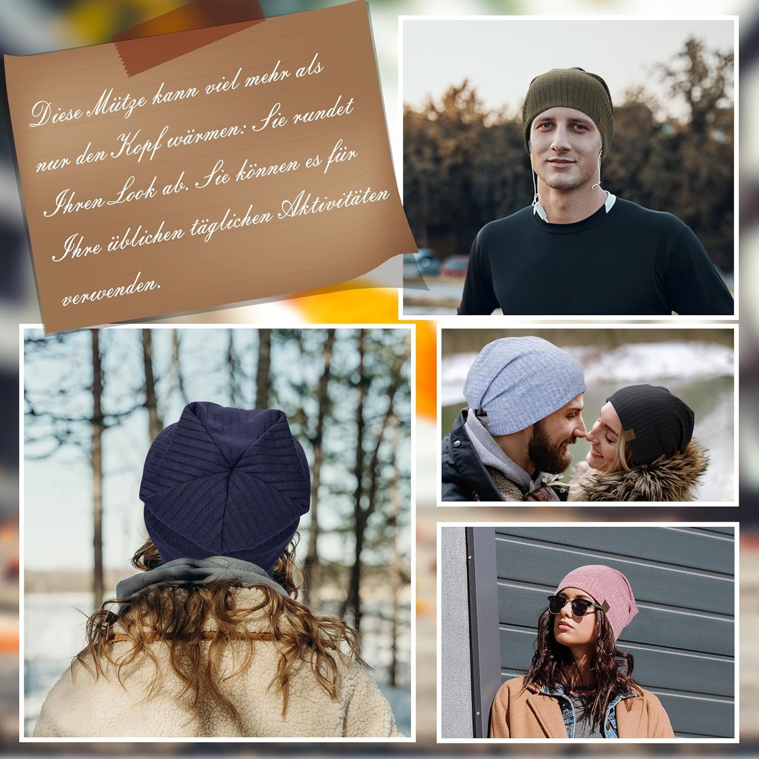 HAMUNI Slouchy Beanie Hip-Hop, weich, leicht, Lauf-Beanie-Mütze, Atmungsaktivität, Erwachsene Zwergenhüte, Chemo-Cap, Totenkopf-Cap für Männer und Frauen – Bild 7