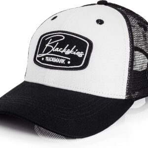 Blackskies Race Baseball Cap | Männer Frauen Visor Premium Snappback Trucker Hat Cap Hat Cap Black Rot Weiß Blau