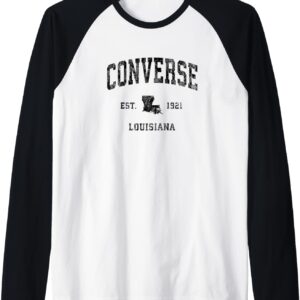 Converse Louisiana LA Vintage Sports Design Sportlicher schwarzer Raglan, schwarz