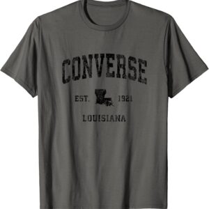 Converse Louisiana LA Vintage Style Sport Design Schwarzes T-Shirt, grau