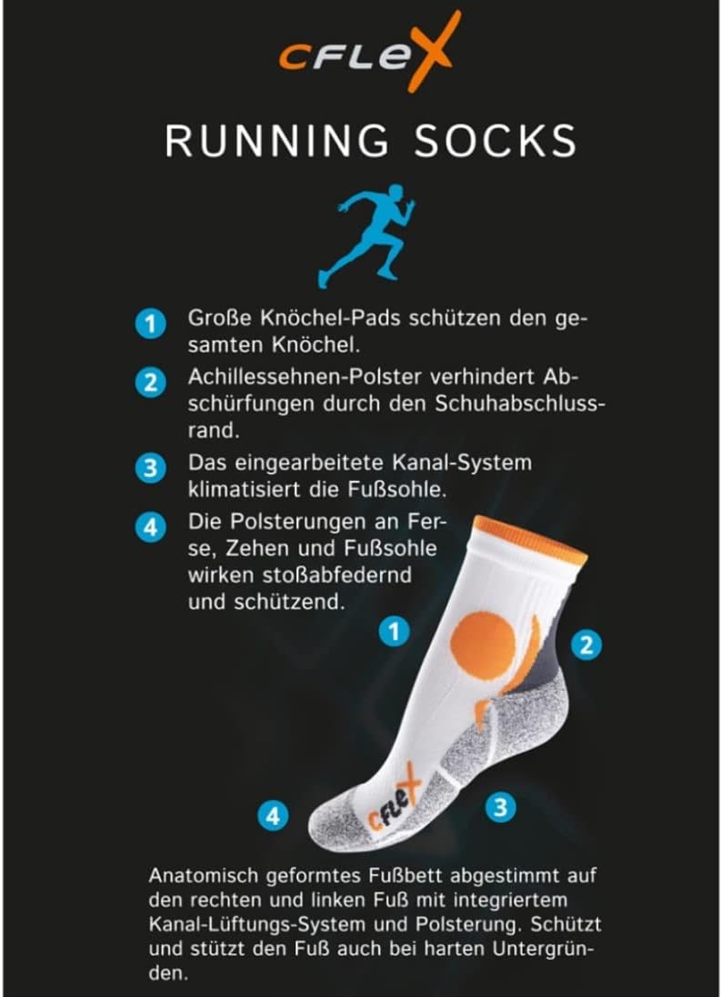 CFLEX -Frauen- und Herren -Lauffunktionsocken (4 Paare) laufende Socken – Bild 6