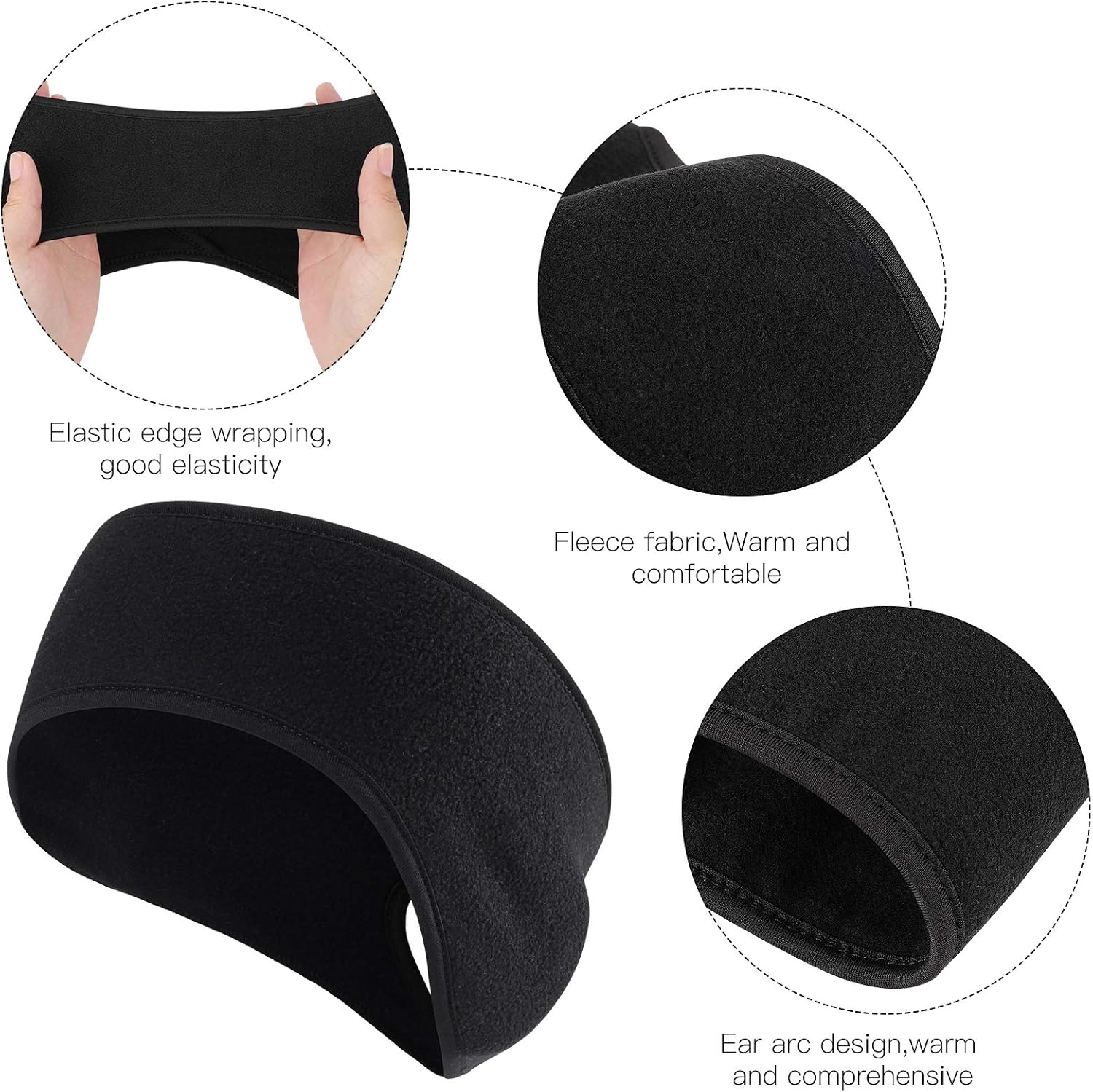 Qkurt 2 x Winter Fleece Sportstirnband, Pferdeschwanzstirnbänder, Schweißband, Stirnband für Frauen – Bild 5