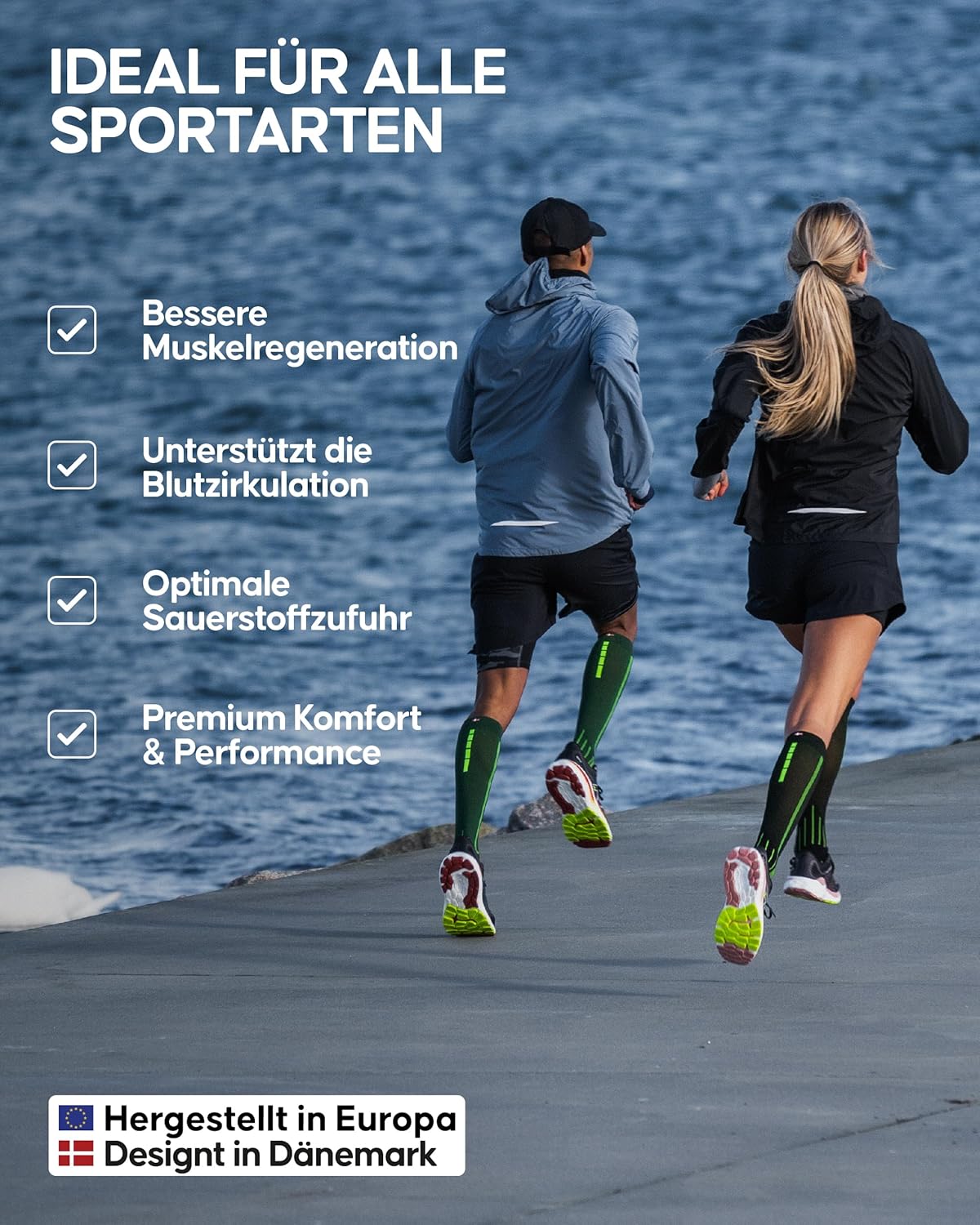 Dänische Ausdauersport-Kompressionsstrümpfe, Unterstützungsstrümpfe, 21-26 MMHG für Männer & Frauen – Bild 3