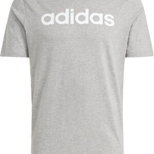 adidas Herren Essentials Single Jersey Linear bestickte Logo -T -Shirt, mittlere graue Heather, m