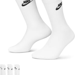 Nike NSW Everyday ESS -Crew -Socken DX5025 010 Pack von 3, Weiß/Schwarz