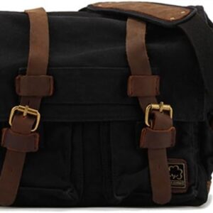 Sechunk Vintage Leder Umhängetasche Leinwand Laptop -Tasche Retro Messenger -Taschen