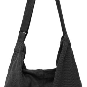X Sim Fitnessx Unisex Cord -Taschen Umhängetasche Großer Frauenkäufer Tasche Fashion Stofftasche für Alltag / Büro / Schule / Reisen, Schwarz, Retro