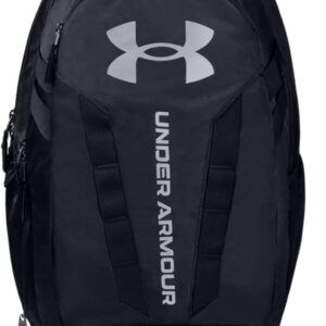 Under Armour Unisex Hustle Hektik und bequemes Tagesschwarz mit Laptop -Fach, Wasserfester Laptop -Rucksack mit großem Raum