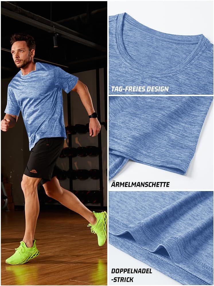 Kefitevd Männerfunktional Shirt Sports T-Shirts atmungsaktiv – Bild 4