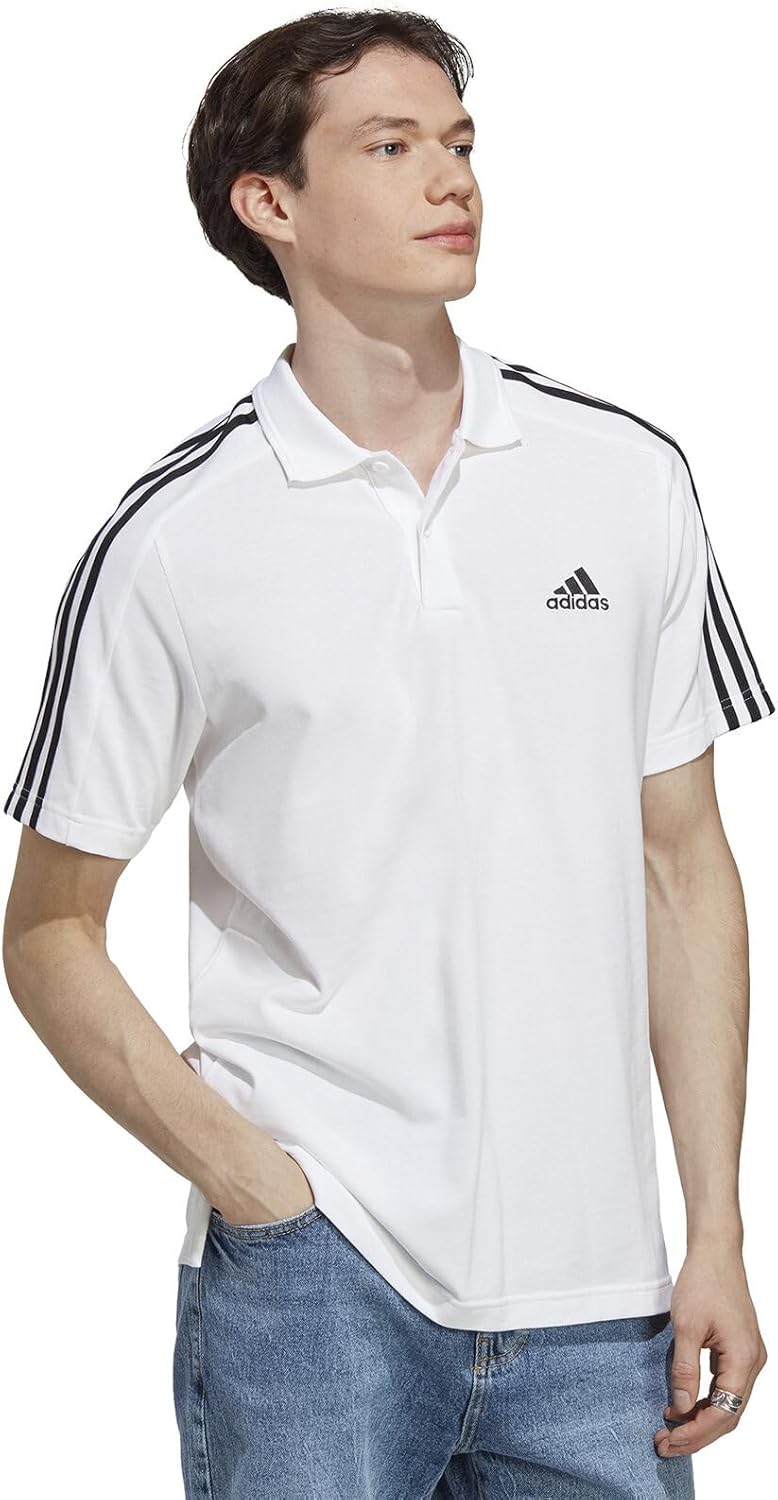 Adidas Herren Essentials Piqué besticktes kleines Logo 3-Streifen Polo-Hemd-Polo-Shirt (Kurzarm) (1er Pack) – Bild 4