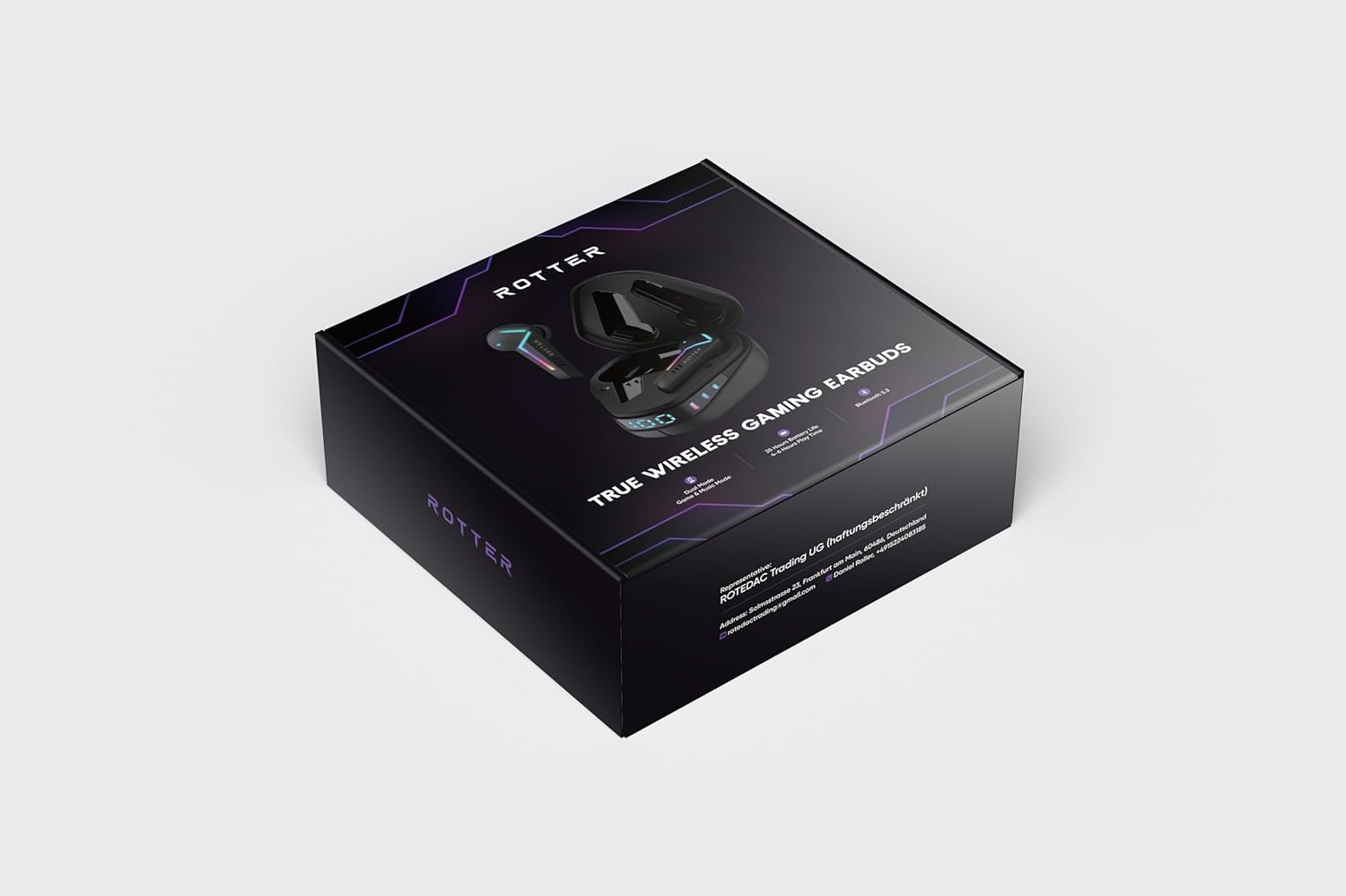 Rotter® Wireless Bluetooth Mobile Gaming -Kopfhörer, extrem niedrige Latenz von 50 ms, Bluetooth 5.3, Dual -Modus, 35 -Stunden -Spielzeit, IPX4 -Wasserdicht, 6 Mikrofone (weiß) – Bild 2