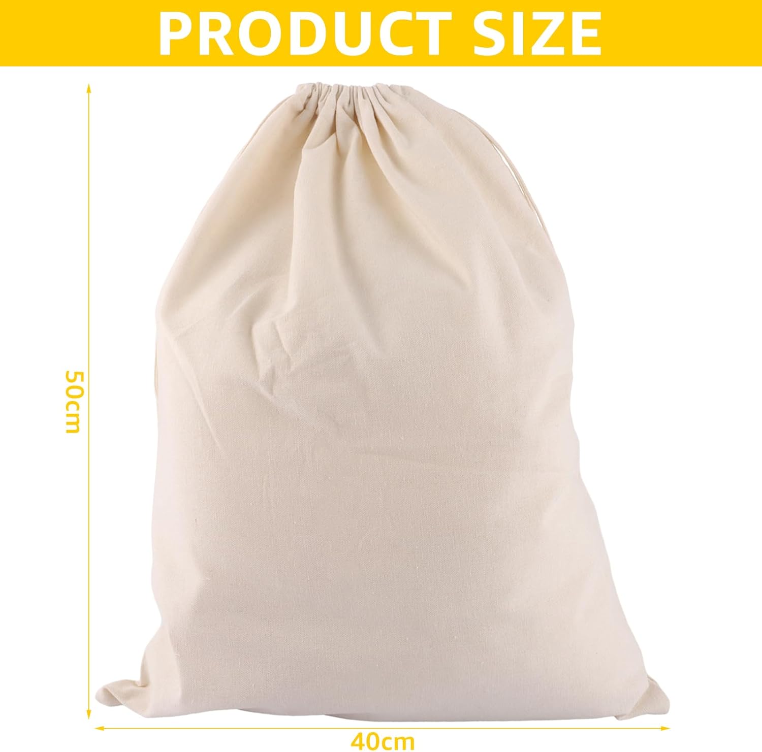 Lopyxbr -Packung von 10 Cotton Draw String Fitnessbeutel 40 x 50 cm Baumwoll -Fitness -Tasche Sporttasche natürliche Farbe undyed Jute Rucksack, Beige – Bild 2