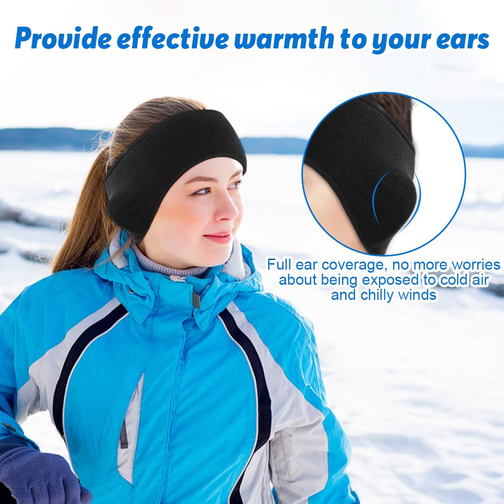 Mizikuu -Packung mit 2 Wintersportstirnbändern, Ohrhörer -Stirnbänder für Männer und Frauen, kaltes Schutz, warm, winddicht, elastische Ohrschützer, Stirnband zum Laufen, Joggen, Radfahren, Wandern – Bild 4