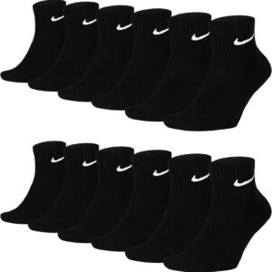 Nike SX7677 Unisex Sportsocken, Weiß, Schwarz, kurze Socken, Größe 34, 36, 38, 40, 42, 44, 46, 48, 50, Economy Set, 6 Paare schwarz