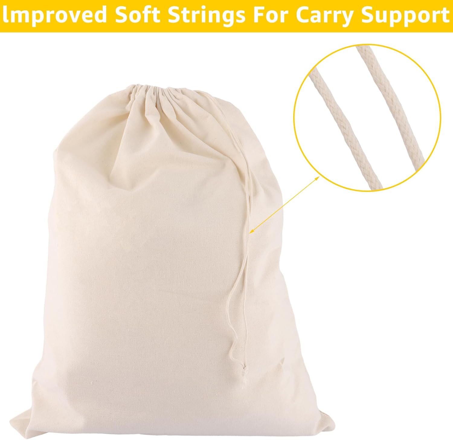 Lopyxbr -Packung von 10 Cotton Draw String Fitnessbeutel 40 x 50 cm Baumwoll -Fitness -Tasche Sporttasche natürliche Farbe undyed Jute Rucksack, Beige – Bild 6