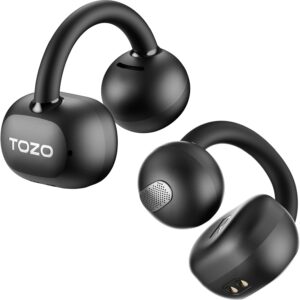Tozo Openearring Open Ohrhörer -Kopfhörer 5.4 Bluetooth -Kopfhörer, leichter und komfortabler Clip auf Kopfhörern, drahtlose Bluetooth -Kopfhörer mit App, 40 -Stunden -Spielzeit, LED -Display für Sport, Sport,