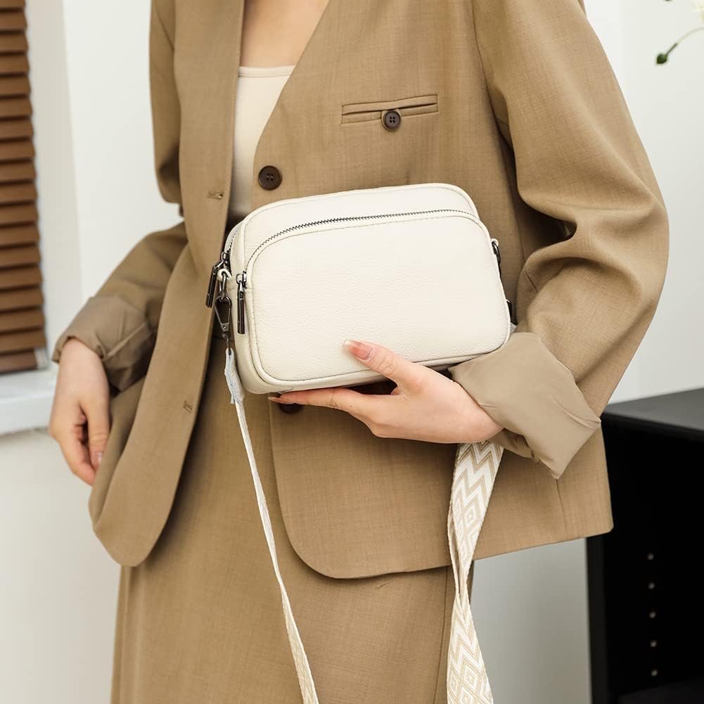 Tiaastap Damen Mobiltelefon Umhängetasche Echtes Leder -Crossbody -Bag Damen -Mobiltelefontasche für Umhängetaschen Frauen kleine moderne Taschen mit breiten Schultergurt und 3 Fächer – Bild 7