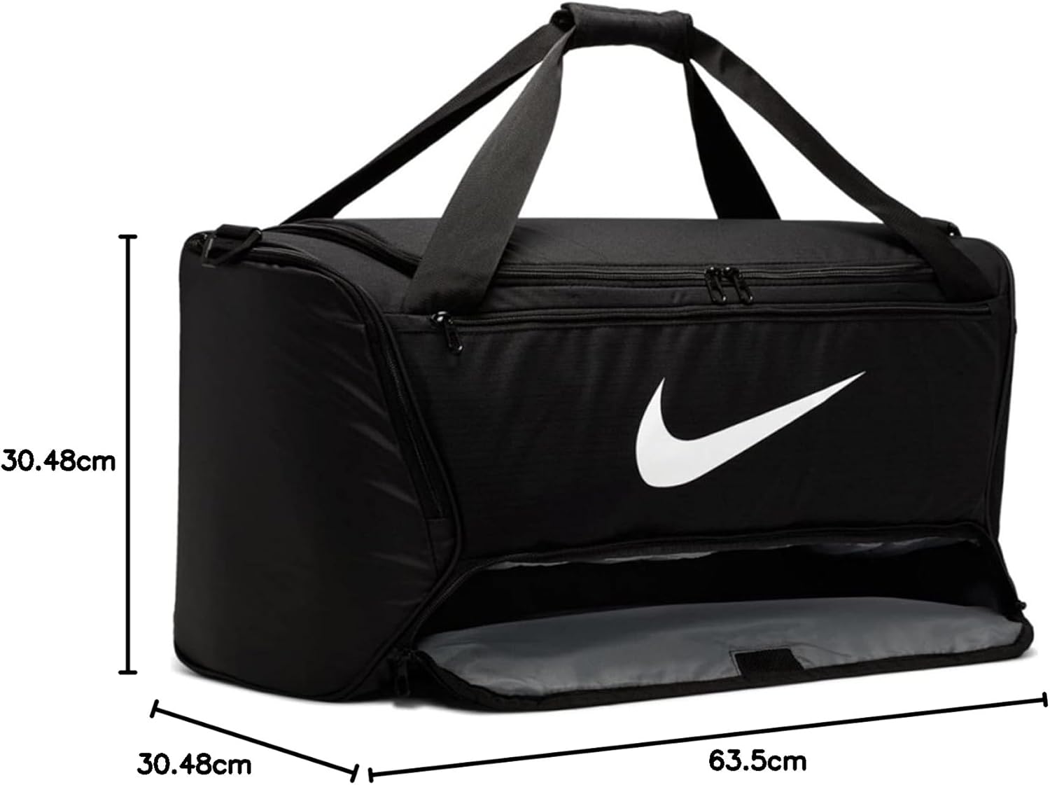 Nike Brasilia (mittel) Trainingsbeutel, Schwarz/Weiß, 64 x 30 x 30 cm – Bild 9