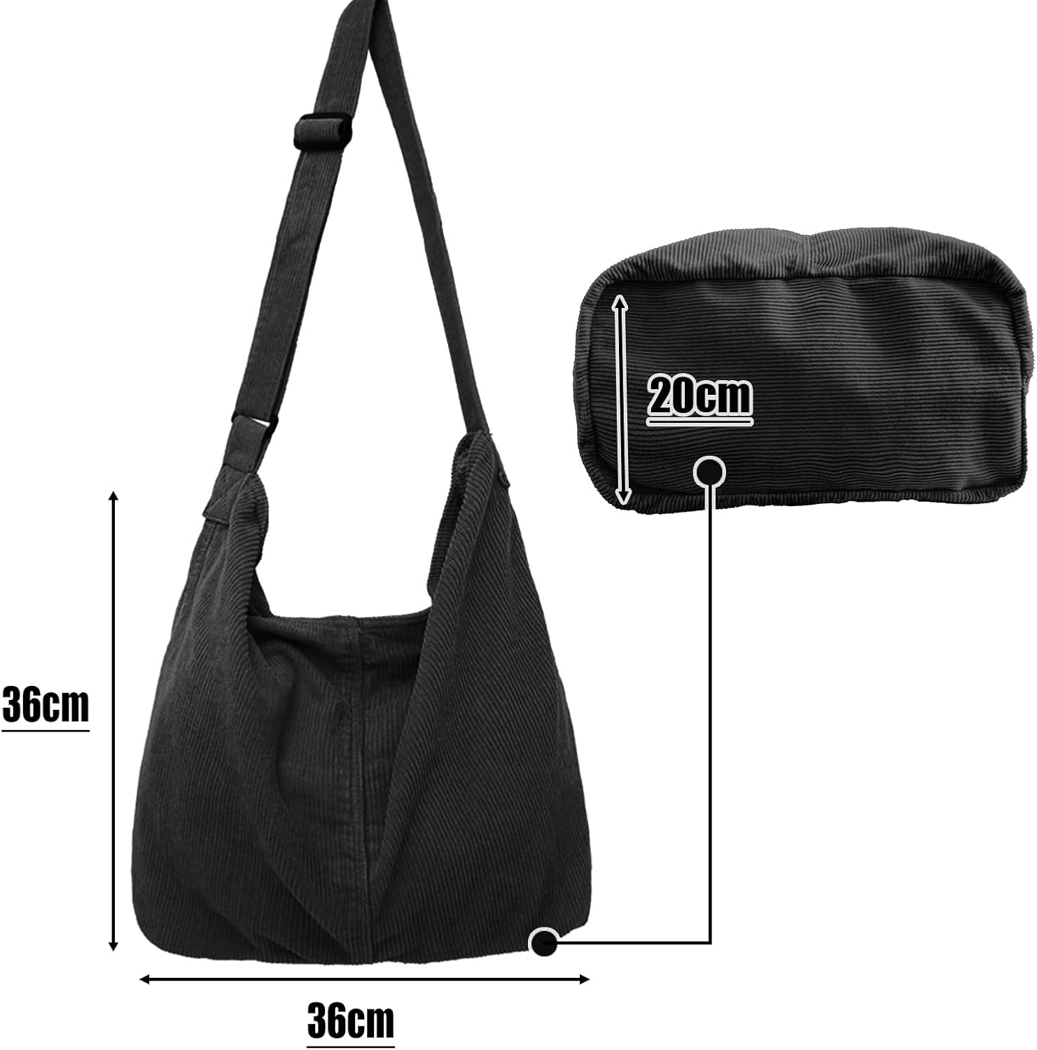 X Sim Fitnessx Unisex Cord -Taschen Umhängetasche Großer Frauenkäufer Tasche Fashion Stofftasche für Alltag / Büro / Schule / Reisen, Schwarz, Retro – Bild 2