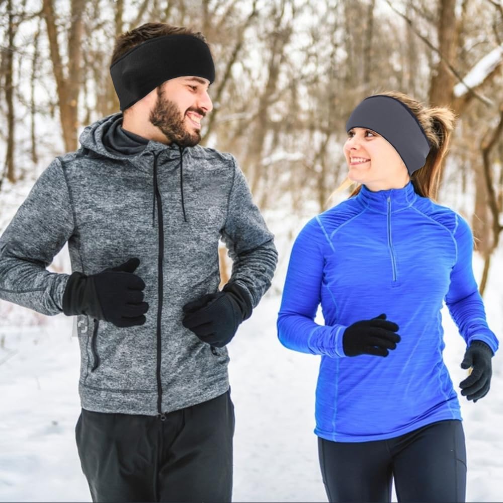 Mizikuu -Packung mit 2 Wintersportstirnbändern, Ohrhörer -Stirnbänder für Männer und Frauen, kaltes Schutz, warm, winddicht, elastische Ohrschützer, Stirnband zum Laufen, Joggen, Radfahren, Wandern – Bild 2