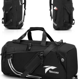 Tolacacaa Sports Bag Herren Rucksack Funktion großer 45 -L -Sport -Rucksack mit Schuhfach Feuchtkompartment Reisenbag Frauen für Fitnessstudio Sauna Football Swimming Gym, Schwarz
