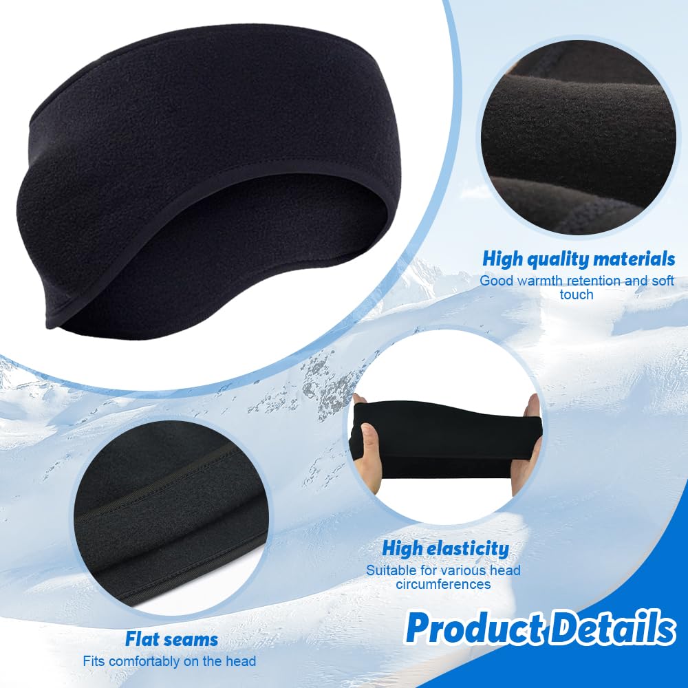 Mizikuu -Packung mit 2 Wintersportstirnbändern, Ohrhörer -Stirnbänder für Männer und Frauen, kaltes Schutz, warm, winddicht, elastische Ohrschützer, Stirnband zum Laufen, Joggen, Radfahren, Wandern – Bild 5