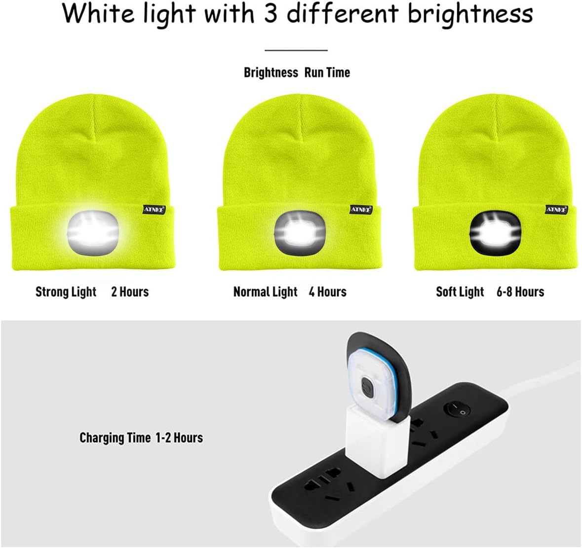 ATNKE LED Light Up Beanie Hut, wiederaufladbare USB-Läufe mit extrem hellem 4-LED-Blindealarm-Scheinwerfer – Bild 6
