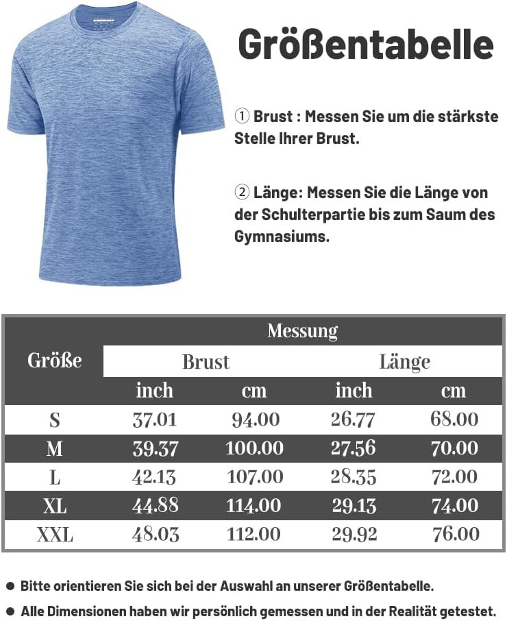 Kefitevd Männerfunktional Shirt Sports T-Shirts atmungsaktiv – Bild 6