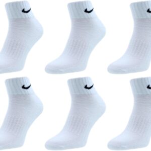 Nike One Quater Socken für Männer und Frauen, 6 Paare, kurze Socken, Knöchel hoch, weiß, schwarz, gemischt (weiß, grau, schwarz) Größe 34 36 38 40 42 44 46 48 50