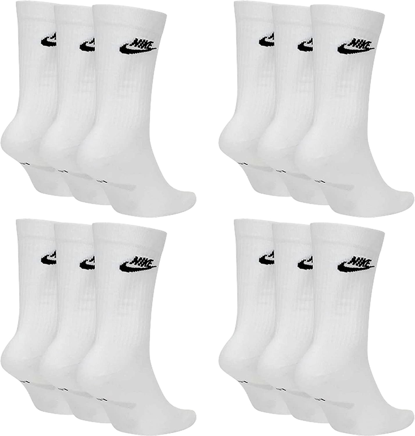 Nike DX5025-6 Paare Sportsocken - weiß/schwarz/mehrfarbig - Sportswear Everyday Essential Crew Socken 34/38/42/46/50 - Frauen, Männer, Unisex, Farbe: Weiß, Größe: 42-46, Weiß – Bild 2