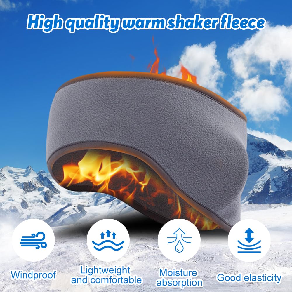 Mizikuu -Packung mit 2 Wintersportstirnbändern, Ohrhörer -Stirnbänder für Männer und Frauen, kaltes Schutz, warm, winddicht, elastische Ohrschützer, Stirnband zum Laufen, Joggen, Radfahren, Wandern – Bild 3