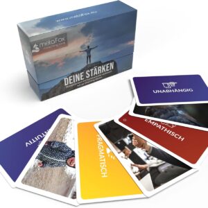 Metafox Ihre Stärken | 52 Kraftkarten für Coaching, Workshops und Teamgebäude | Hochwertige Coaching-Karten mit Stärken, Symbolen und Bildern, kompaktem Format und stabiler Verarbeitung